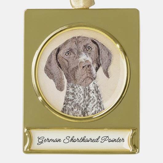 Duitse schilderkunst met horthaired pointer verguld banner ornament (Voorkant)