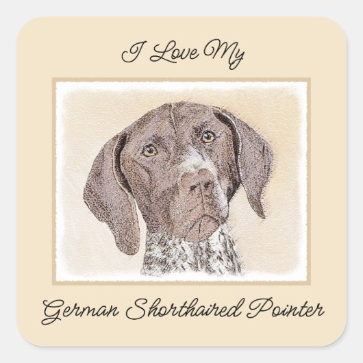 Duitse schilderkunst met horthaired pointer vierkante sticker (Voorkant)
