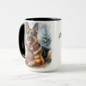 Duitse Shepard ChristmasCoffee Mok Cup (Voorkant links)