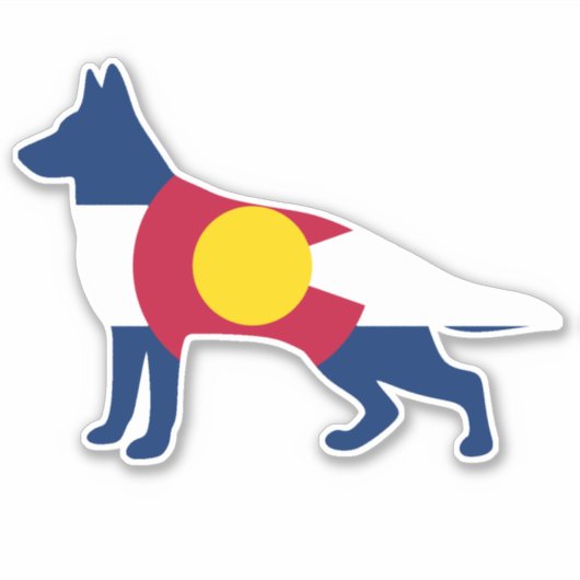 Duitse Shepard Colorado Vlag Sticker (Voorkant)