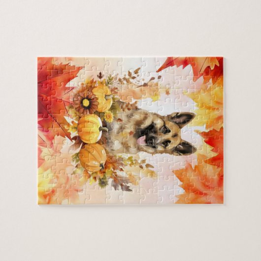 Duitse Shepard in de herfst Legpuzzel (Horizontaal)