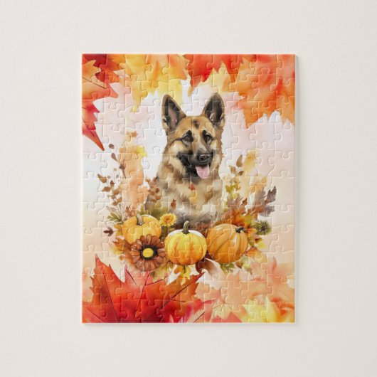 Duitse Shepard in de herfst Legpuzzel (Verticaal)