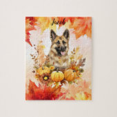 Duitse Shepard in Herfst gepersonaliseerd Legpuzzel (Verticaal)