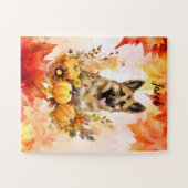 Duitse Shepard in Herfst gepersonaliseerd Legpuzzel (Horizontaal)