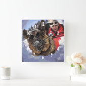 Duitse Shepard Search and Rescue in the Snow Vierkante Klok (Huis)