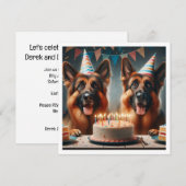 Duitse Shepard verjaardagsuitnodiging, Hond verjaa Kaart (Voorkant / Achterkant)