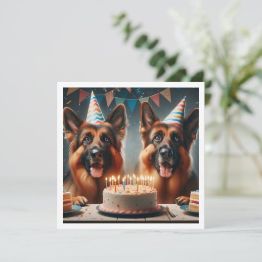 Duitse Shepard verjaardagsuitnodiging, Hond verjaa Kaart (Staand voorkant)