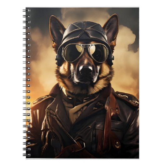 Duitse Sheperd Aviator WWI  Portret Notitieboek (Voorkant)