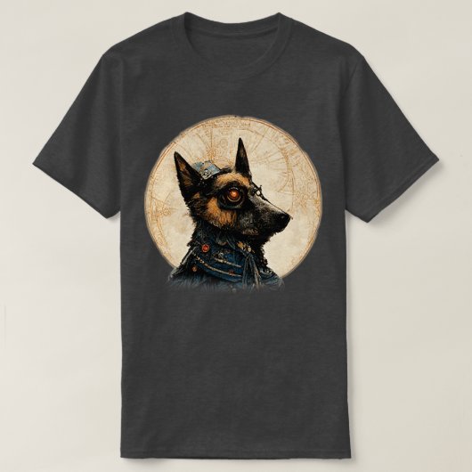 Duitse Sheperd Surreal Steampunk Kunstwerk Hondenl T-shirt (Design voorkant)