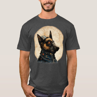 Duitse Sheperd Surreal Steampunk Kunstwerk Hondenl T-shirt