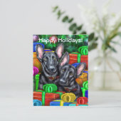 Duitse Shepherd BLK Open Gifts Kerstmis Kaart (Staand voorkant)