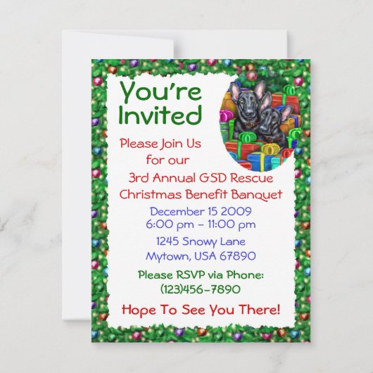 Duitse Shepherd BLK Open Gifts Kerstmis Kaart (Achterkant)