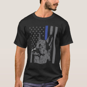 Duitse Shepherd Blue Line Flag K9 Police Dog Patri T-shirt