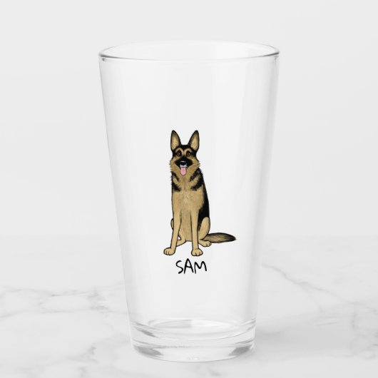Duitse Shepherd Dog Cartoon - Aangepaste GSD Glas (Voorkant)