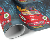 Duitse Shepherd Dog Driving Car Scary Halloween Cadeaupapier (Rol Hoek)