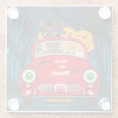 Duitse Shepherd Dog Driving Car Scary Halloween Glazen Onderzetter (Achterkant)