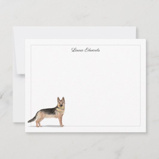 Duitse Shepherd Dog Gray Border op maat Notitiekaartje (Voorkant)