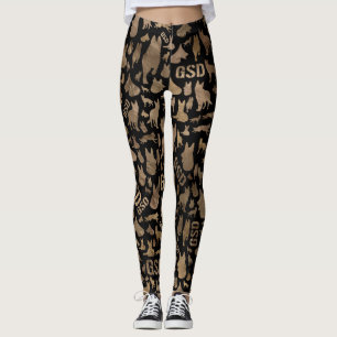Duitse Shepherd Dog GSD - Goud op zwart Leggings