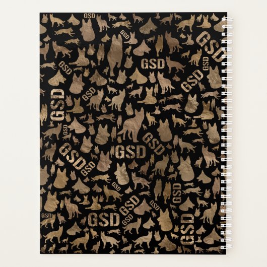 Duitse Shepherd Dog GSD - Goud op zwart Planner (Achterkant)