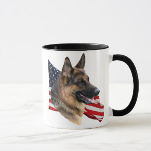 Duitse Shepherd Dog head met vlag Mok