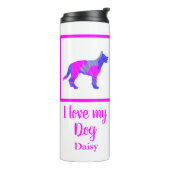 duitse Shepherd Dog Hot Pink & Blue Silhouette Thermosbeker (Gedraaid links)