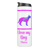 duitse Shepherd Dog Hot Pink & Blue Silhouette Thermosbeker (Geroteerd rechts)