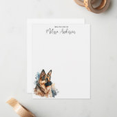 Duitse Shepherd Dog Modern Waterverf op maat Notitiekaartje (Voorkant / Achterkant in situ)