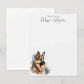 Duitse Shepherd Dog Modern Waterverf op maat Notitiekaartje (Voorkant / Achterkant)