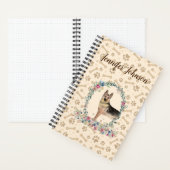 Duitse Shepherd Dog Paw Print & Floral Cute Notitieboek (Binnen)