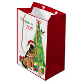 Duitse Shepherd Dog Santa Hat en kerstboom Medium Cadeauzakje (Voorkant Gekanteld)