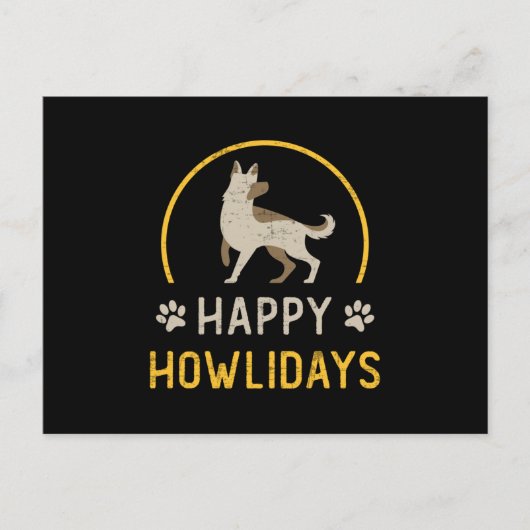 Duitse Shepherd Happy Howlidays Dog Funny Briefkaart (Voorkant)