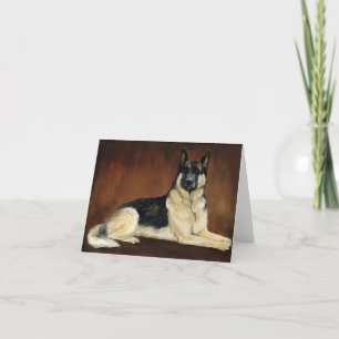 Duitse Shepherd Laying Dog Art Note Card Kaart
