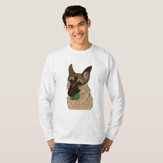 Duitse Shepherd Play Time with Ball T-shirt (Voorkant volledig)