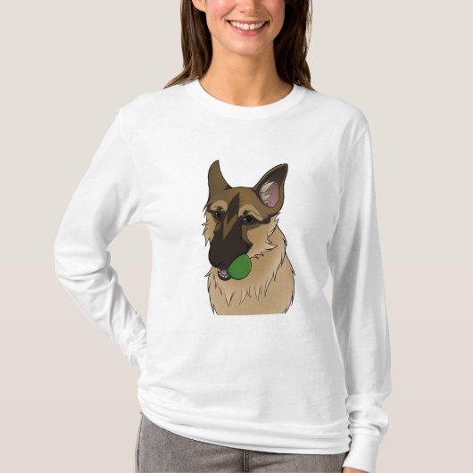 Duitse Shepherd Play Time with Ball T-shirt (Voorkant)