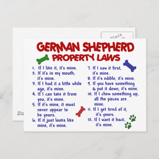 DUITSE SHEPHERD Property Laws 2 Briefkaart (Voorkant / Achterkant)