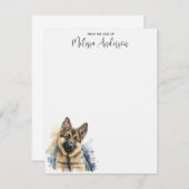 Duitse Shepherd Puppy Dog Modern Waterverf Notitiekaartje (Voorkant / Achterkant)