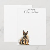 Duitse Shepherd Puppy Dog persoonlijke Waterverf Notitiekaartje (Voorkant / Achterkant)