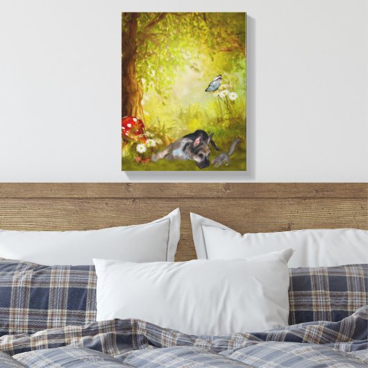 Duitse Shepherd Puppy Fantasy Dog Art Canvas Afdruk (Insitu (Slaapkamer))
