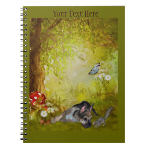 Duitse Shepherd Puppy Fantasy Dog Art Notitieboek
