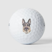 Duitse Shepherd Sketched Dog Art Golfballen (Voorkant)