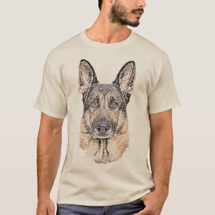 Duitse Shepherd Sketched Dog Art T-shirt