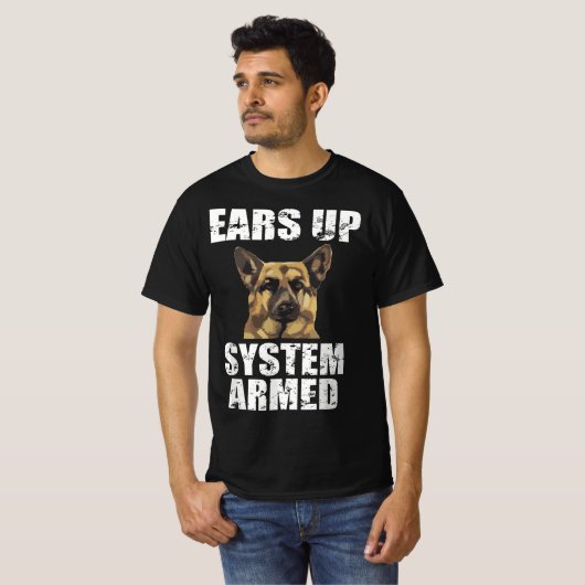 Duitse Shepherd wil systeem gewapend grappige cade T-shirt (Voorkant volledig)
