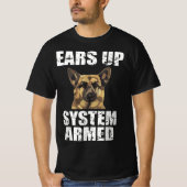 Duitse Shepherd wil systeem gewapend grappige cade T-shirt (Voorkant)