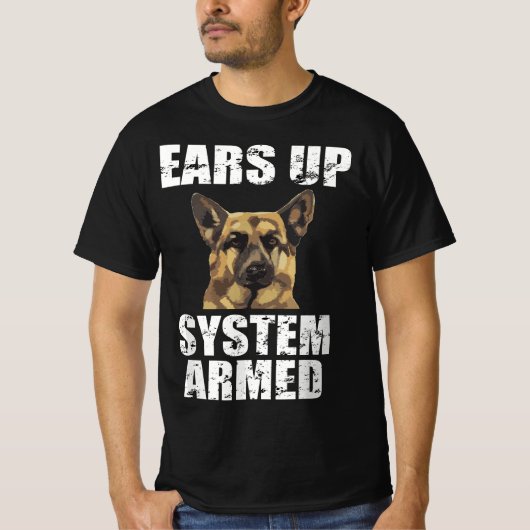 Duitse Shepherd wil systeem gewapend grappige cade T-shirt (Voorkant)