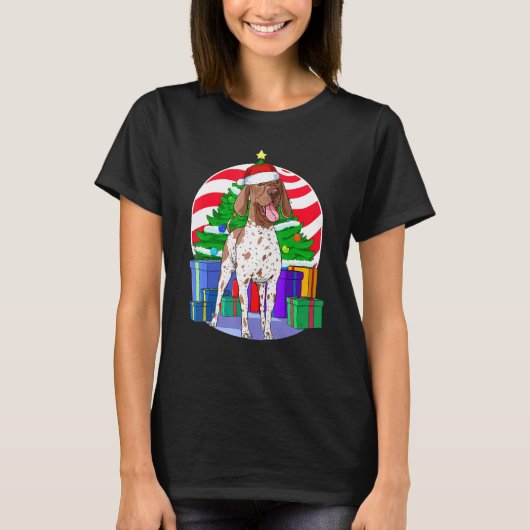 Duitse Shorthaired Pointer Cute Santa Kerstman Tr T-shirt (Voorkant)