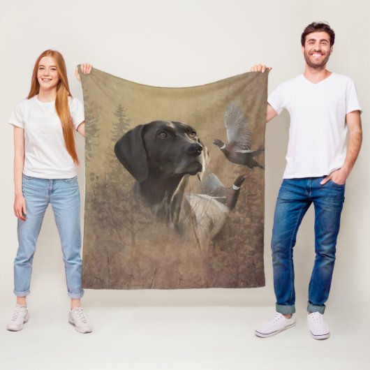 Duitse Shorthaired Pointer, Deutsch Kurzhaar Tapes Fleece Deken (In situ)