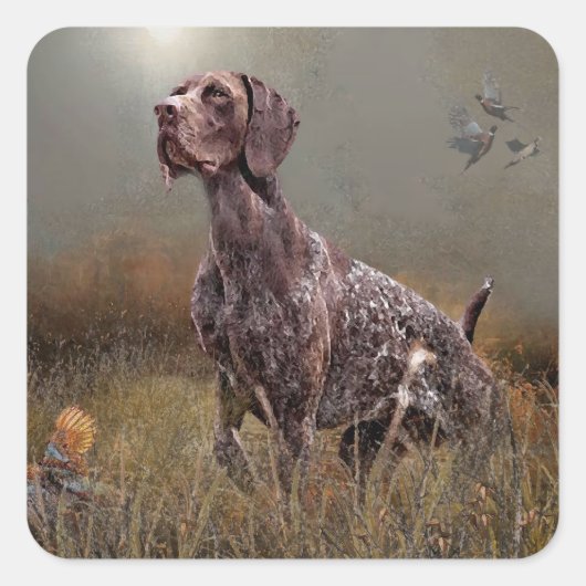 Duitse Shorthaired Pointer, Deutsch Kurzhaar Tapes Vierkante Sticker (Voorkant)