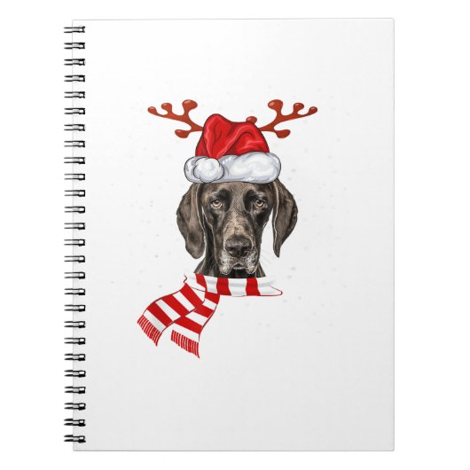 Duitse Shorthaired Pointer Dog Antlers Santa Chris Notitieboek (Voorkant)