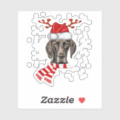 Duitse Shorthaired Pointer Dog Antlers Santa Chris Sticker (Vel)