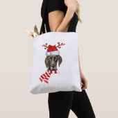 Duitse Shorthaired Pointer Dog Antlers Santa Chris Tote Bag (Dichtbij)